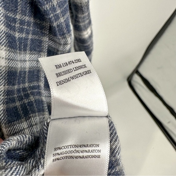 Rails Men's Brushed Lennox Long Sleeve Flannel Denim White Grey Blue XXL - Picture 7 of 7